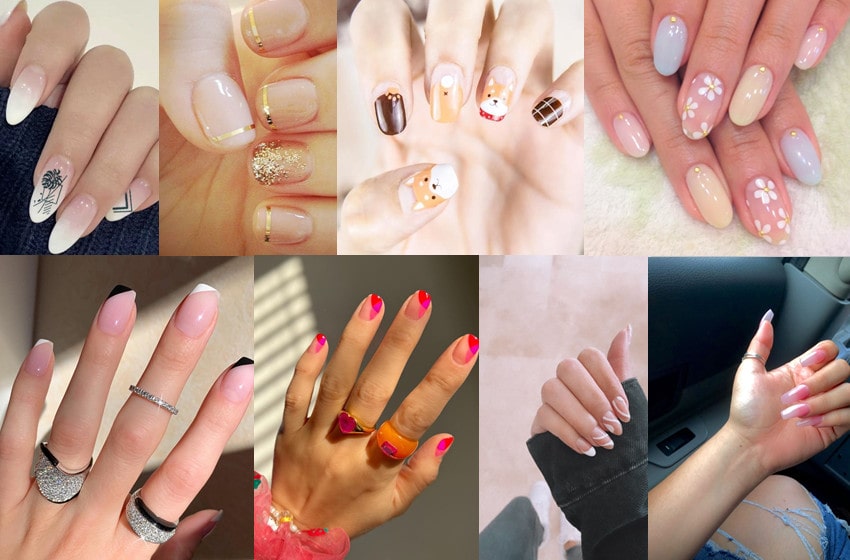 clear nails with designs